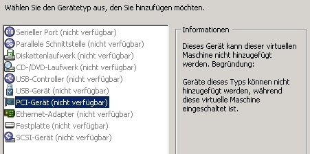 PCI-Hardware bei ausgeschaltetem Gast hinzufügen